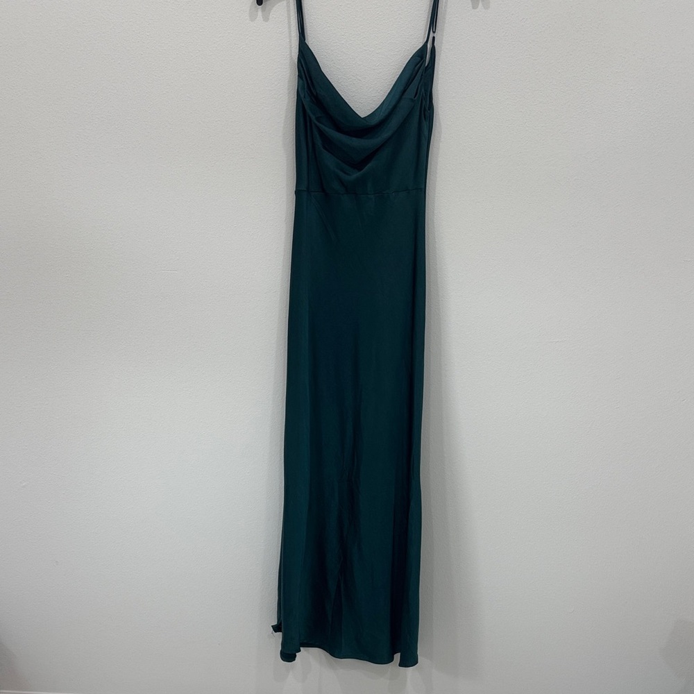 Cowl Neck Maxi Slip Dress in Deep Teal - Picture 3 of 7